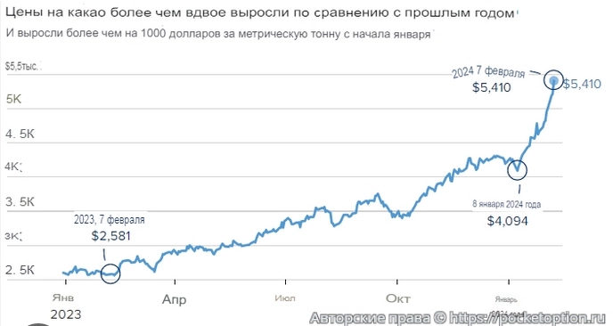 Котировки цен какао